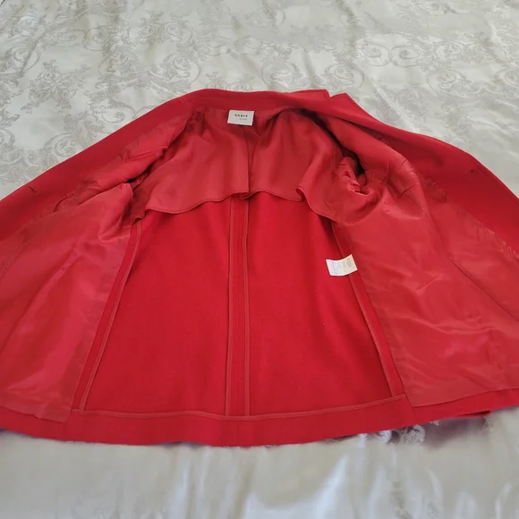 Akris Punto Red Blazer, Size 14 In Excellent Condition, see all Pictures .